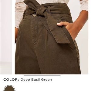 New with tags! Loft deep olive tie waist pants